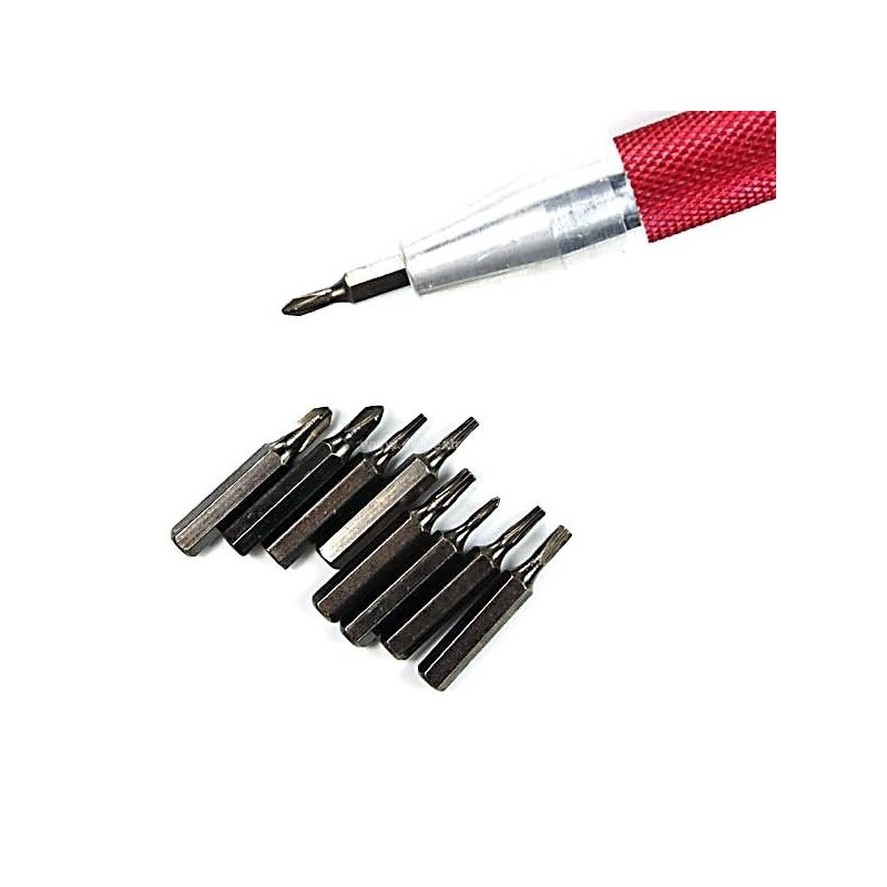 9-dielna sada magnetických skrutkovačov - červená