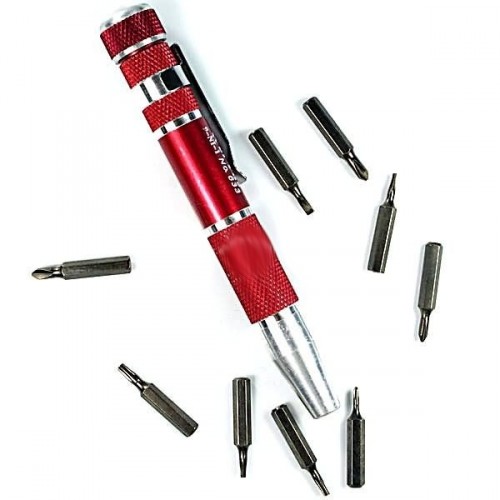 9-dielna sada magnetických skrutkovačov - červená