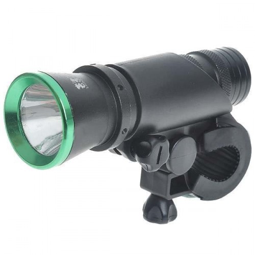 3W 60-Lumenové 2-módové predné biele svetlo na bicykel - čierno zelené