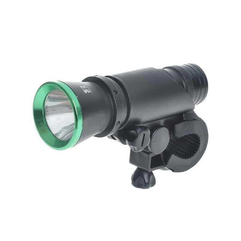 3W 60-Lumenové 2-módové predné biele svetlo na bicykel - čierno zelené