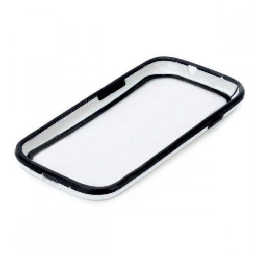 Ochranný rám silikón+plast pre Samsung i9300 Galaxy S III čierno-biely