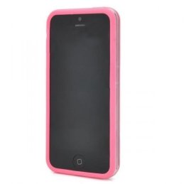 Ochranný silikónový rám pre iPhone 5 - tmavo ružová