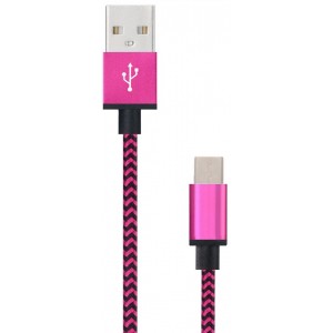 Ružovo čierny kábel USB 2.0 - USB-C 3.1 1m