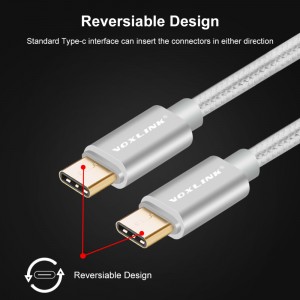 1m VOXLINK USB-C datový a nabíjací kábel s nylonovým opletením červený