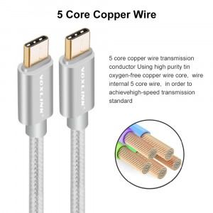 1m VOXLINK USB-C datový a nabíjací kábel s nylonovým opletením červený