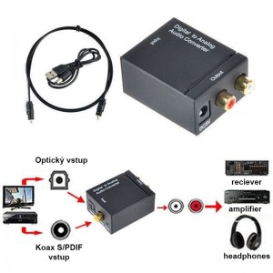 DAC prevodník Toslink SPDIF/Coax/Analog