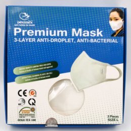 Bavlnené 3-vrstvové rúško - biele DOXIMEX (5ks/bal) L