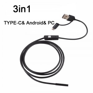 2m/7mm endoskop pre PC a Android USB/microUSB/USB-C Hard