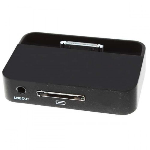 Nabíjacia dokovacia stanica s 3,5 mm Line Out pre iPhone 4 - čierna