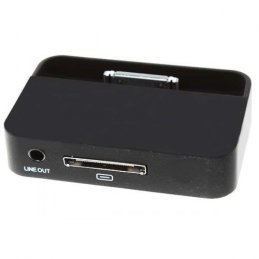 Nabíjacia dokovacia stanica s 3,5 mm Line Out pre iPhone 4 - čierna