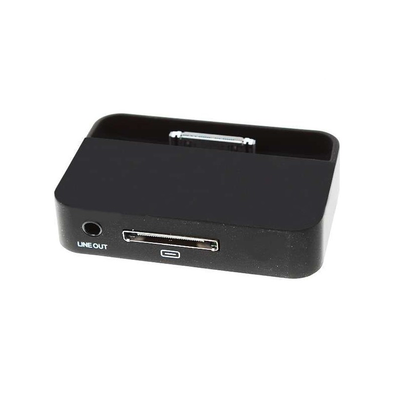 Nabíjacia dokovacia stanica s 3,5 mm Line Out pre iPhone 4 - čierna