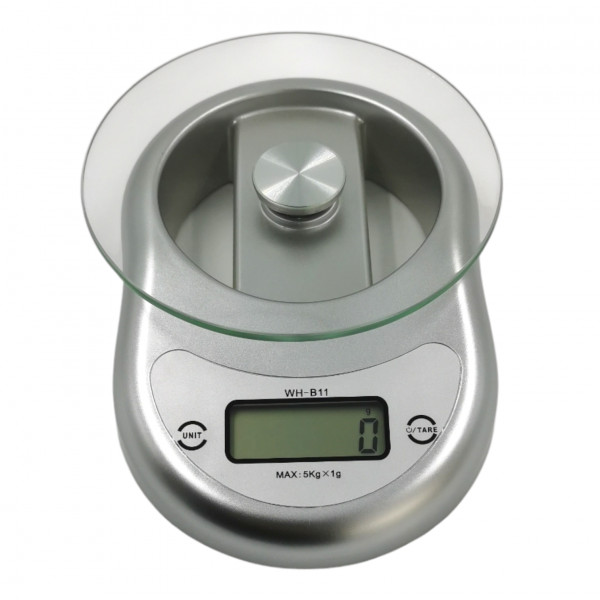 WH-B11 digitálna kuchynská váha do 5kg / 1g strieborná WH-B11 digitálna kuchynská váha do 5kg / 1g strieborná